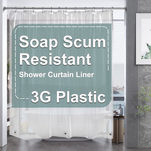 AmazerBath Clear Shower Curtain Liner, Plastic Shower Curtain Liner, Lightweight Shower Liner PEVA, Waterproof Bathroom Shower Curtains with 3 Magnets and 12 Rustproof Grommets, 72x72 Inches