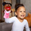 1 Pcs Family Hand Puppets 13 Inch Grandparents, Mom & Dad, Brother & Sister Plush Hand Puppet Toys Role-Play Toy Puppets for Kids Storytelling Imaginative Pretend Play Teaching Preschool(Black Sister)
