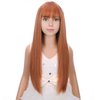 PATTNIUM Kids Auburn Wig with Bangs Child Long Straight Orange Wig Girls Ginger Long Synthetic Wig with Wig Cap