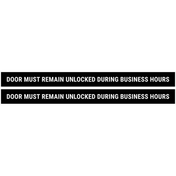 This Door To Remain Unlocked During Business Hours Sign Adhesive Decal Sticker 2x24 inches (Pack of 2)