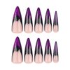 24Pcs Halloween French Tip Press on Nails Long Stiletto Purple False Nails with Cat Eyes Designs Extra Long Black Bat Fake Nails Glitter Acrylic Glue on Nails Glossy Nail Tips for Women Girls Cosplay