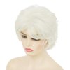 RicHyun Womens Short White Wig Natural Curly Cream White Wig Synthetic Heat Resistant Hair Replacment Wig for Daily Party Costumes