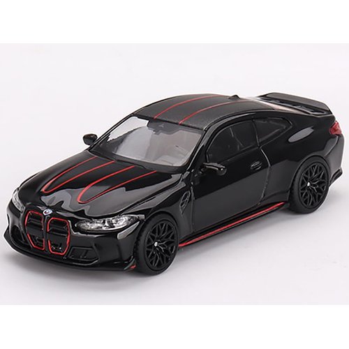 M4 CSL Black Sapphire with Carbon Top and Red Stripes Limited Edition to 2760 Pieces Worldwide 1/64 Diecast Model Car by Mini GT MGT00703