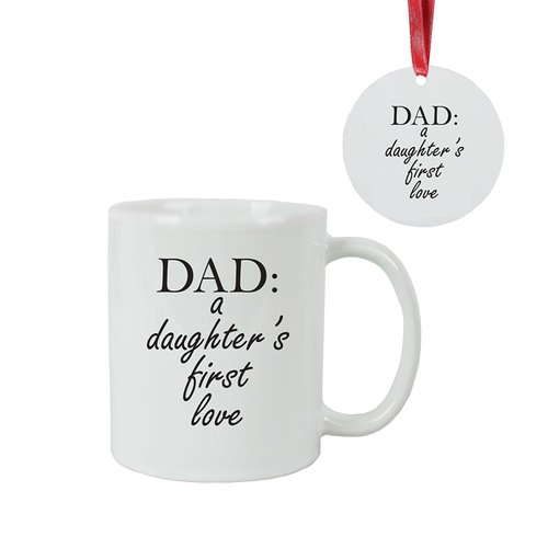 Dad: A Daughter's First Love Coffee Mug with Christmas Ornament + Gift Box - Great Gift for Father's Day Birthday or Christmas Gift for Dad Grandpa Papa Husband