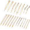 Folansy 20 Pieces Elegant Hair Barrettes Bridal Golden Metal Hair Clip Artificial Pearl Hair Pins and Clear Rhinestone Bobby Pin for Weddings Hair Accessories