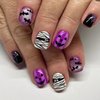 Halloween Press on Nails Short Square Fake Nails Cute Ghost Nails Press ons Purple Glue on Nails with Mummy Spider Web Bat Designs Full Cover Glossy Acrylic Nails for Women Girls 24 Pcs
