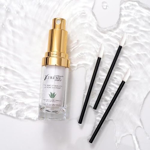 Xtreme Lashes Mini Cleansing Kit - Eyelash Extension Compatible Cleansing Kit - Includes 15mL Makeup Removal & Facial Cleanser & 25 Pack of Applicators