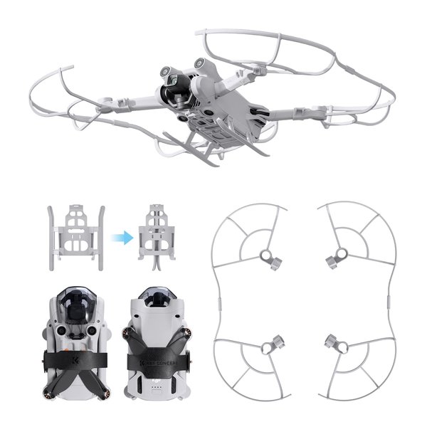 K&F Concept 3-in-1 Accessories Kit Compatible with DJI Mini 3 Pro, Propeller Guard + Foldable Landing Gear Leg Extension + Propellers Holder Strap for DJI Mini 3 Pro Drone Accessories Kit