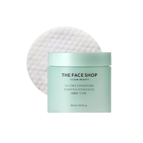 The Face Shop Tea Tree Toner Pads - Improve Uneven Skin Tone, Pore Minimizer - Exfoliating Dual S...