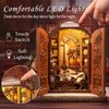 CUTEBEE DIY Book Nook Kit for Adults and Teens, DIY Wooden Miniature Tiny House Dollhouse Kit Bookshelf Booknook Bookcase Model Build Gift Kit Decor Alley with LED Light