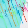 24Pcs Soccer Party Straws for Soccer Party Favors, Soccer Ball Themed Party Decorations Reusable Soccer Themed Straws for Sports Party Supplies for Kids Boys Girls