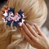 4th of July Hair Clips White Blue Red Bows Clips Grosgrain Hair Barrettes Independence Day Headwear Boutique Hairpin Hair Accessories Alligator Clips Supplies Party Decorations for Girls Kids 4PCS