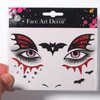 Kistreao Halloween Face Stickers Glitter Bat Scar Temporary Tattoo Stickers Eyes Face Gems Stickers for Women Girls Halloween Party Decorations Supplies Black Red 2Pcs