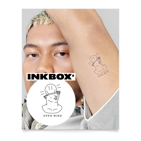 Inkbox Temporary Tattoos, Semi-Permanent Tattoo, One Premium Easy Long Lasting, Water-Resistant Temp Tattoo with For Now Ink - Lasts 1-2 Weeks, Open Mind, 3 x 3 in
