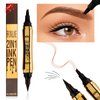 Microblading Eyebrow Pencil, Eyebrow & Eyeliner 2-in-1 Dual-Ended Eyebrow Pen with 4-Prong Micro-Fork-Tip Applicator and No-Skip Eyeliner Creates Natural-Looking Brows, Stay on All Day (Light Brown)
