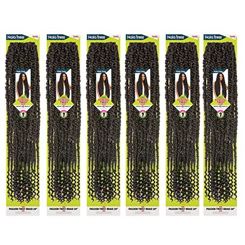 Janet Collection Nala Tress PASSION TWIST Crochet Braid 24 Pack of 6 (1B)