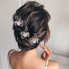3 Pcs Wedding Jewelry Set for Brides Gold Crystal Pearl Flower Jewelry Set Dainty Rhinestone Wedding Hair Clips Bridal Hair Jewelry for Bridesmaid(Gold)