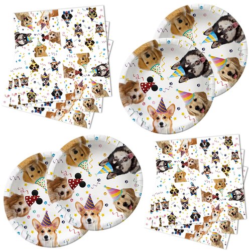 40PCS Dog birthday Party Supplies,Puppy Party Tableware for Kids Party Decorations