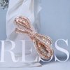 Zeshimb Crystal Hair Clip Barrette Gold Bow Rhinestone Hair Barrette Clip Bling Bridal Headpieces Bride Head Clip Headwear Decorative Hair Accessories for Women and Girls ( Champagne )