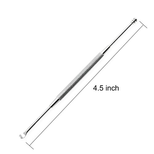 Luxxii 2 Pack - Stainless Steel Ear Spoon Portable Double-Ended Ear Pick Earwax Cleaning Tools Removal Ear Cleaner Spoon Spiral Ear Clean Tool