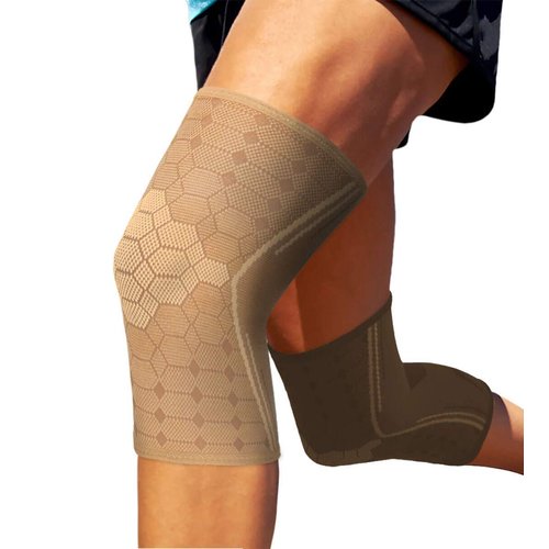 Sparthos Knee Compression Sleeves by (Pair) – Support for Sports, Running, Joint Pain Relief – Knee Brace for Men and Women Walking Cycling Football Tennis Basketball Hiking Workout Jogging (Beige-S)