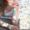 128+ PCS Groovy Unicorn Rainbow Temporary Tattoos, Glitter Flash Silver Pride Fake Tattoos For Kids Boys Girls Birthday Party Favors Supplies, Cartoon Metallic LGBT Face Tattoo Sticker Party Supplies
