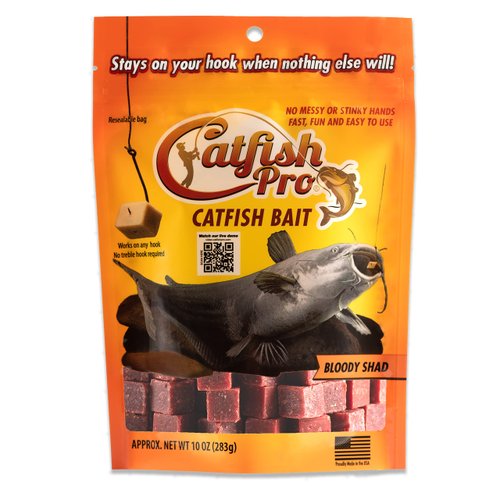 Catfish Pro Bloody Shad Fishing Bait - 10oz Bag with 80pcs | Irresistible Scent for Catfish | Mess-Free, Stays On Your Hook When Nothing Else Will | Great for Rod, Reel, Trotline, & Jugs Fishing