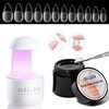 Gellen Gel Nail Kit Easy Nail Extension Set, 240Pcs Pre-Shaped Medium Almond Soft Gel Nail Tips 15g Solid Nail Glue Gel for Press On Nails Acrylic Nails Mini LED Nail Lamp Home DIY Manicure Gift