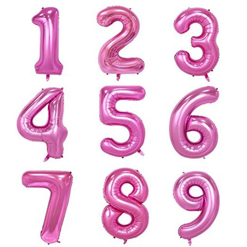 Tellpet Pink Number 1 Balloon Girl Birthday Party Decorations, 40 Inch