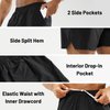 MIER Men's Workout Running Shorts Quick Dry Active 5 Inches Shorts with Pockets, Lightweight and Breathable, Black, L