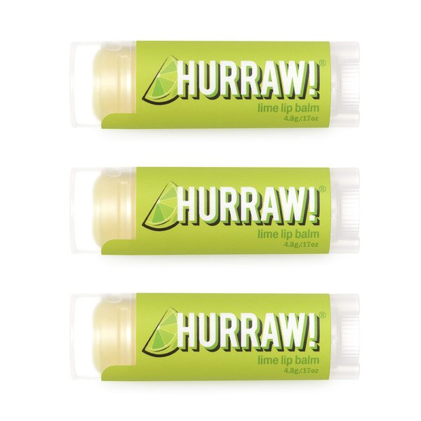 Hurraw! Lime Lip Balm, 3 Pack: Organic, Certified Vegan, Cruelty and Gluten Free. Non-GMO, 100% Natural Ingredients. Bee, Shea, Soy and Palm Free. Made in USA