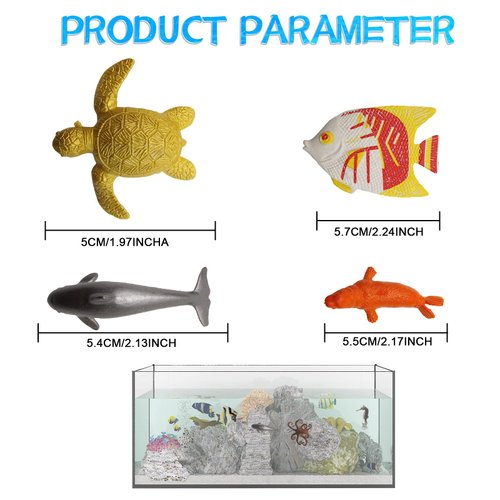 LLMSIX 24 Pieces Sea Animal Toys，Sea Creatures Mini Plastic Ocean Toys Realistic Ocean Sea Animals Bath Toys Ocean Animal Figures for Beaches Bathtubs Aquariums Schools