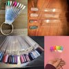 IBEQUEM 300Pcs Clear Nail Swatch Sticks with Ring, 2 Styles Fan-Shaped Nail Art Polish Display Tips, False Nail Sample Sticks, Nail Practice Color Display Polish Board for Nail Art Polish, Salon, DIY