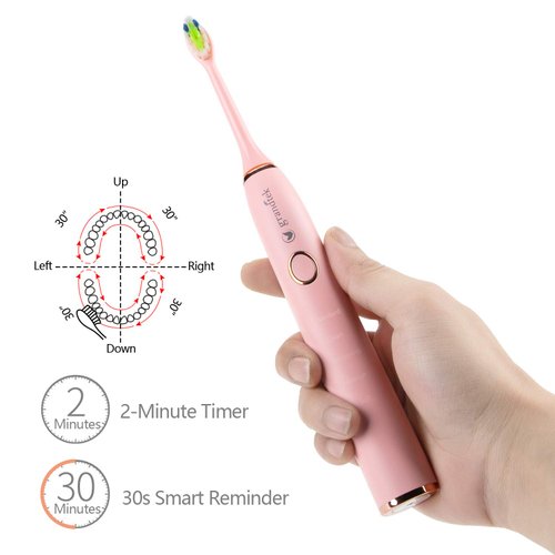 mozeeda Sonic Electric Toothbrush,USB Rechargeable Toothbrushes,5 Modes with Timer, Sensitive Gum Care for Adults with Soft Bristles,1 Replacement Heads,IPX8 Waterproof (White)