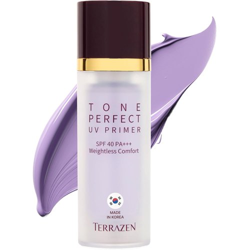 Terrazen Korean Face Primer SPF40 - Purple Tinted Makeup Base for Dull, Sensitive Skin - Color Correcting, Moisturizing, Anti-Yellow Tone Corrector(Primer - Purple Tinted)