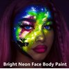 Go Ho UV Blacklight Neon Yellow Face Body Paint,Water Based Bright Color Neon Fluorescent Body Paint with Cushion Applicator,Glow In The Dark Under UV Lighting Party Halloween Makeup Washable