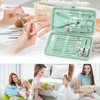 Teamkio 18pcs Manicure Set Pedicure Nail Clippers Set Travel Hygiene Kit Stainless Steel Professional Cutter Care Set Scissor Tweezers Knife Ear Pick Tools Grooming Kits with Leather Case