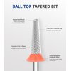 AIRSEE Tungsten Carbide Acrylic Nail Drill Bit Efile Electric File Machine Head Tip for Manicure Polishing Art Remove Gel 3/32" 2 Way Safety Use Ball Top Tapered Bit Cone Shape Fine-F