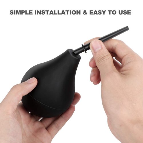 RANEU Enema Bulb Douche Enema Kit for Women & Men with 3 Nozzles (Black, 4 Piece Set)