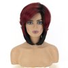 Fencca Short Pixie Cut Bob Wigs for Black Women Ombre Burgundy Red Wig with Bangs Side Part Layered Synthetic Burgundy Wig Natural Looking for Daily Party Use (red wine)