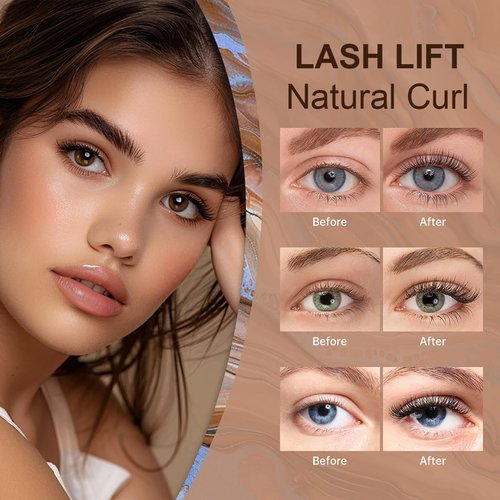 EyeLash Lift Kit, Lash Perm Kit, Black Color Natural Curl Eyelash Perm Dye Set for Home Salon, Long Lasting Setting, Easy to Use for Beginner (#1)