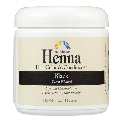 Rainbow Research Henna Hair Color & Conditioner - Black (Deep Ebony) 4 oz (113 grams) Jar