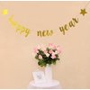 Starsgarden Happy New Year Banner for NYE Decorations 2024 - Gold Glitter | Happy New Year Sign for 2024 New Years Decorations | New Years Eve Party Supplies 2024