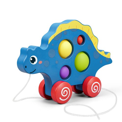 ICEKO Wooden Pull Along Toddler Toys，Dinosaur Walking Pull Toy，Developmental Toys for 1 2 3 Year Old Baby Birthday Gift