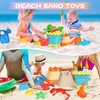 Elovien Beach Sand Toys Set, 24PCS Sandbox Toys with Mesh Backpack Bag Included 2 Foldable Buckets Pails, Sand Molds, Shovels, Rakes and Watering Can, Summer Outdoor Toys for Kids Toddlers Boys Girls
