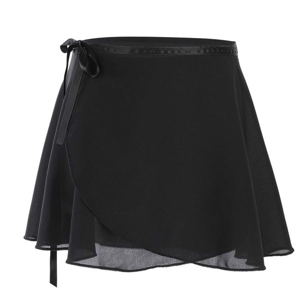 Soudittur Ballet Wrap Skirts Chiffon Dance Skirt for Toddler/Girls/Women (Black, Small)