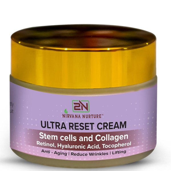 Nirvana Nurture Ultra Reset Anti Aging Cream Reduce Wrinkles, Fine Lines, Boost Firmness, Elasticity -Gotu Kola Stem Cells, Collagen, Retinol, Licorice, Hyaluronic Acid, Manjistha