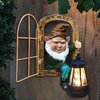 Fairy Garden Statues Gnomes Solar Lantern - Whimsical Elf Out The Door Tree Hugger Figurines Fence Wall Yard Art Home Decor Outdoor Tree Face Sculpture, Ideal Thanksgiving Decorations