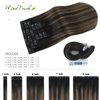 WindTouch Clip in Hair Extensions Real Human Hair 14inch 120g 7Pcs #1BT6P1B Ombre Natural Black to Chestnut Brown Balayage Hair Extensions Clip ins for Women, Human Hair Extensions