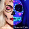 MAEPEOR Neon Face Body Paint Palette 10 Colors Glow In The Dark Eyeliner Painting Palette Neon Fluorescent Water Activated Face and Body Paint with Brush for Halloween Christmas (Set 02)